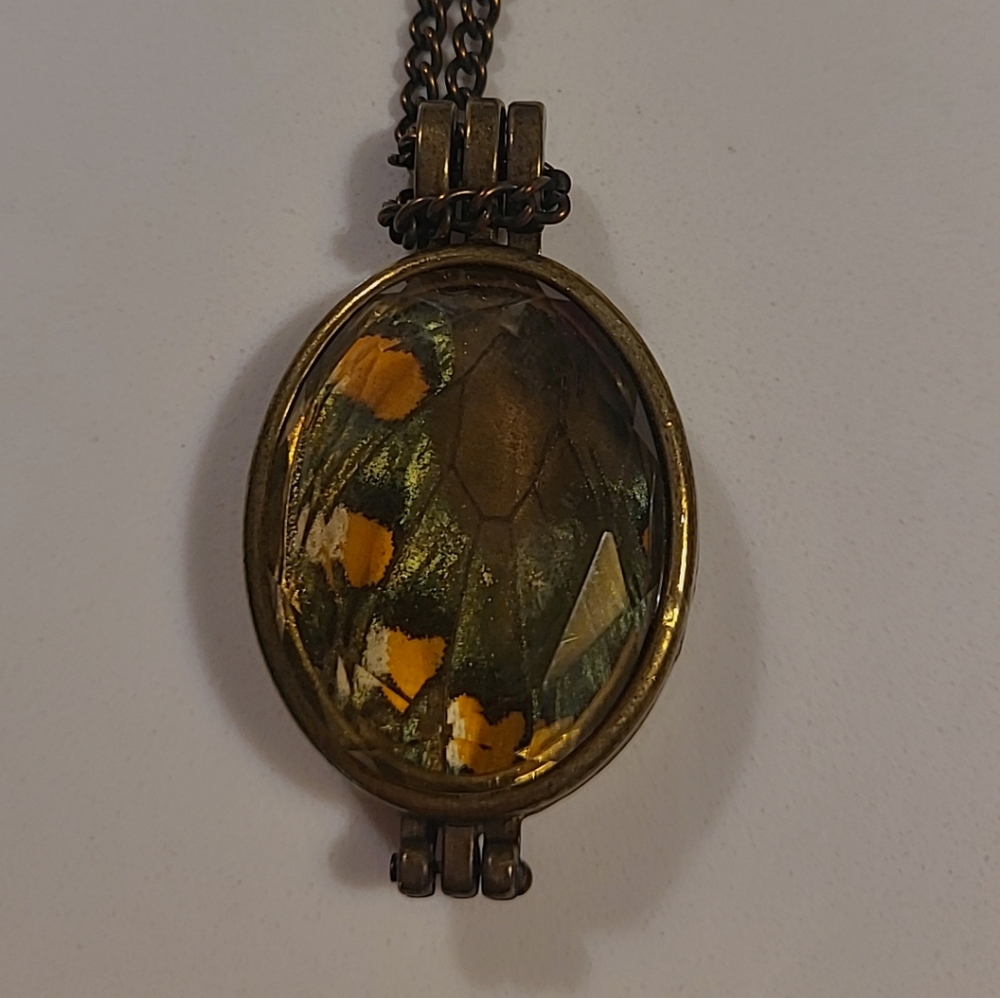 Set Of Two Butterfly Wing And Pressed Flower Necklaces - Picture 2 of 3